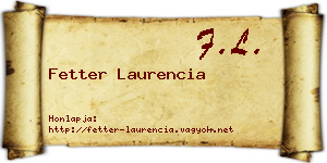 Fetter Laurencia névjegykártya